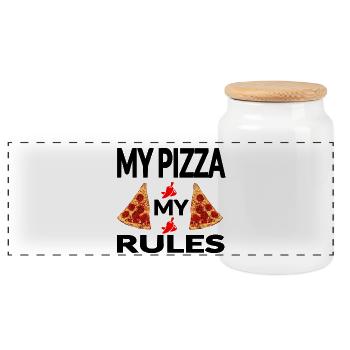 Pizza - Panoramic Cookie Jar with Wooden Lid - white - Front