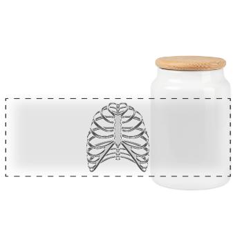Chrome Ribcage / Skeleton Ribs - Panoramic Cookie Jar with Wooden Lid - white - Front