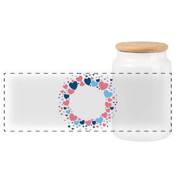 Couronne de cœur Couronne de cœur Bleu Rose - Boîte à biscuits avec couvercle en bois - blanc - Devant
