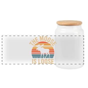 Le coucher de soleil de l’orignal est libre - Boîte à biscuits avec couvercle en bois - blanc - Devant
