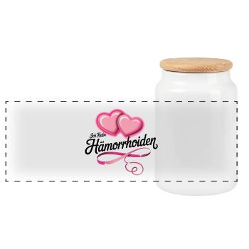 Ich habe Hämorrhoiden- Deutsche Memes - Panorama Keksdose mit Holzdeckel - Weiß - Vorne
