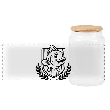 Blason de poissons Logo du Angler Club - Boîte à biscuits avec couvercle en bois - blanc - Devant
