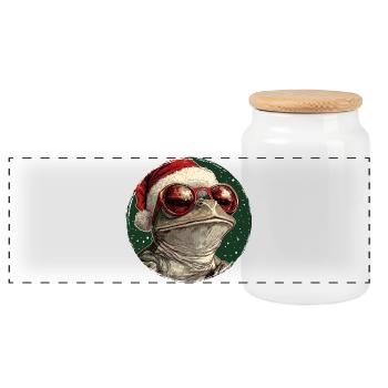 Frog Santa Style Sunglasses - Panoramic Cookie Jar with Wooden Lid - white - Front