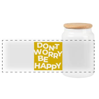 Don't Worry Be Happy - Panoramic Cookie Jar with Wooden Lid - white - Front