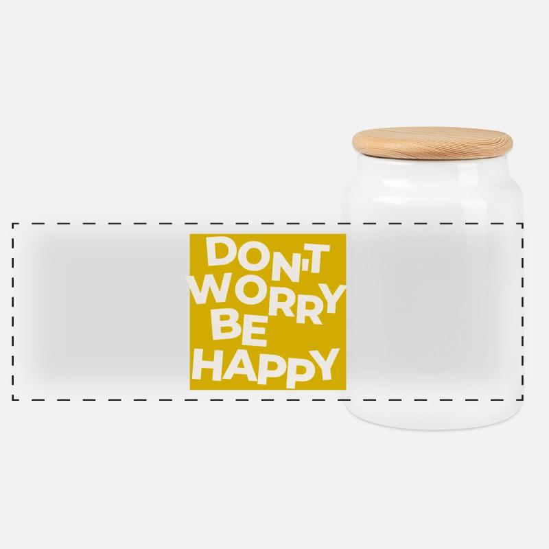 Dont Worry Be Happy - Panorama Keksdose mit Holzdeckel - Weiß
