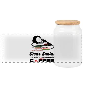 Dear Santa, Just Bring Me Coffee - Panorama Keksdose mit Holzdeckel - Weiß - Vorne