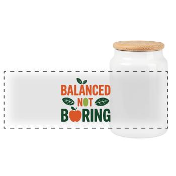 Balanced Not Boring Dietitian Professional  - Panoramic Cookie Jar with Wooden Lid - white - Front