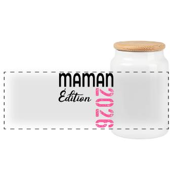 Mom 2026 - Panoramic Cookie Jar with Wooden Lid - white - Front