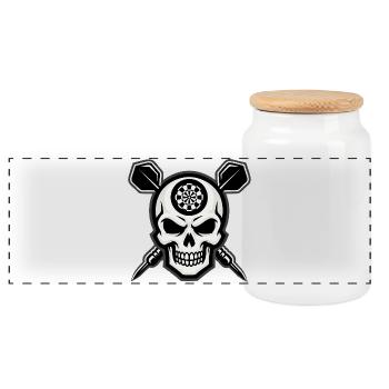 Dart Skull Pub Style - Panoramic Cookie Jar with Wooden Lid - white - Front