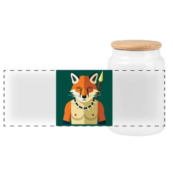 HUMAN FOX - baby & kids - Panoramic Cookie Jar with Wooden Lid - white - Front