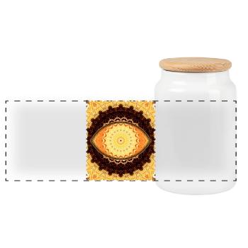 Sun Mandala Fire Gold - Panoramic Cookie Jar with Wooden Lid - white - Front