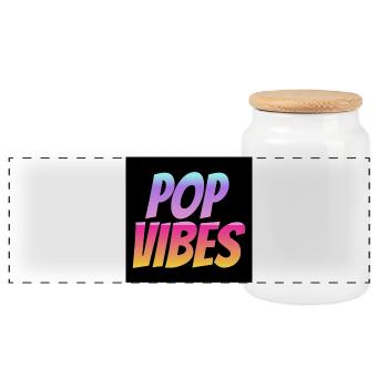 POP VIBES - Boîte à biscuits avec couvercle en bois - blanc - Devant