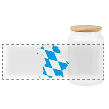 Federal State of Bavaria - Panoramic Cookie Jar with Wooden Lid - white - Front