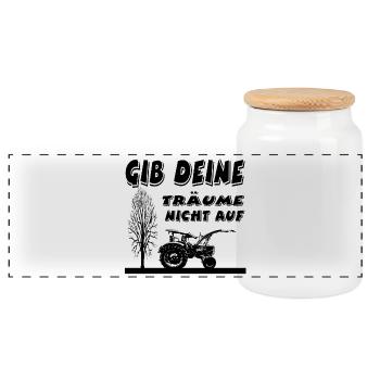 Tracteur - Boîte à biscuits avec couvercle en bois - blanc - Devant