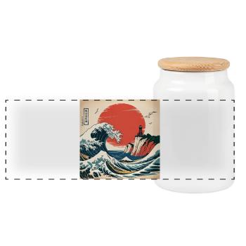 Style japonais de la mer Baltique de Rügen - Boîte à biscuits avec couvercle en bois - blanc - Devant