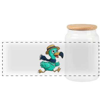 Happy Flamingo Bird Holiday Run mit Hut - Panorama Keksdose mit Holzdeckel - Weiß - Vorne