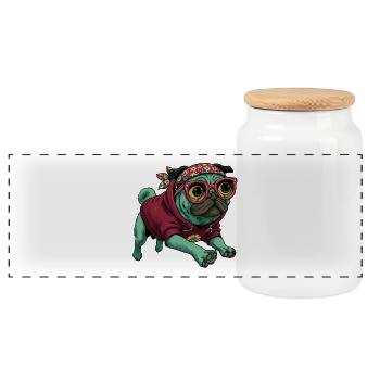 Cooler Pug Hoodie Cartoon Kawaii Hundekunst - Panorama Keksdose mit Holzdeckel - Weiß - Vorne