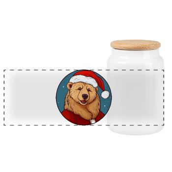 Noël des ours - Boîte à biscuits avec couvercle en bois - blanc - Devant