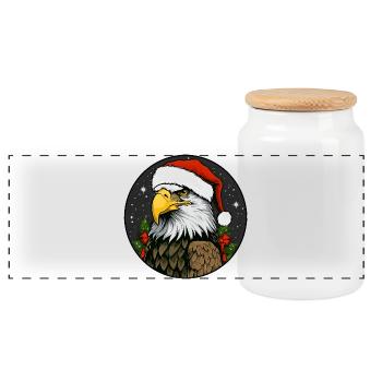 Adler Weihnachten - Panorama Keksdose mit Holzdeckel - Weiß - Vorne