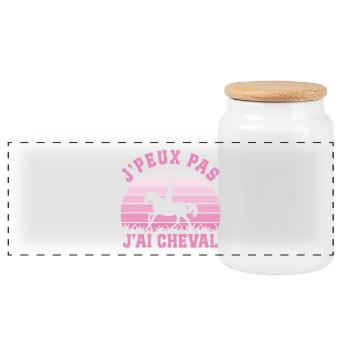 Je Peux pas j'ai cheval cadeau d'équitation  - Boîte à biscuits avec couvercle en bois - blanc - Devant