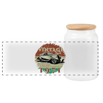 55e anniversaire - Classique - Vintage depuis 01/1971 - Boîte à biscuits avec couvercle en bois - blanc - Devant