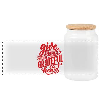 Give Thanks With A Grateful Heart - Panoramic Cookie Jar with Wooden Lid - white - Front
