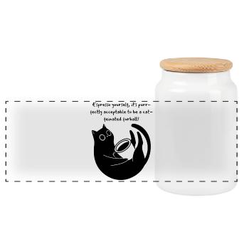 Espresso Yourself, It's Purry Acceptable - Panorama Keksdose mit Holzdeckel - Weiß - Vorne