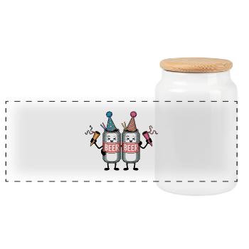 Anniversaire de canette de bière - T-shirt drôle - Boîte à biscuits avec couvercle en bois - blanc - Devant