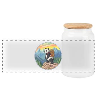 Randonnée de panda mignonne Camping Aventure en montagne - Boîte à biscuits avec couvercle en bois - blanc - Devant