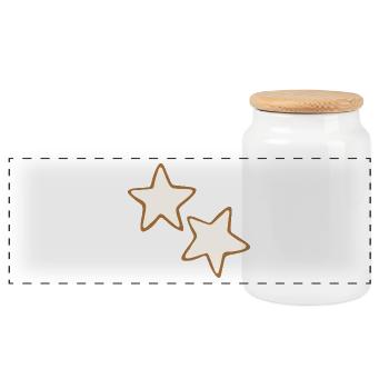 Cinnamon Star Cookies - Panorama Keksdose mit Holzdeckel - Weiß - Vorne