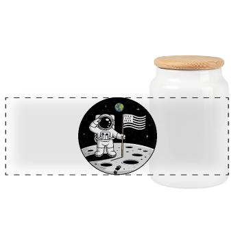 Bretonischer Astronaut BZH Pride Weltraumhumor Gwenn - Panorama Keksdose mit Holzdeckel - Weiß - Vorne