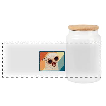 Funny retro alpaca llama - Panoramic Cookie Jar with Wooden Lid - white - Front