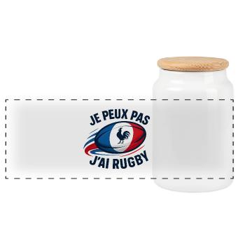 Je peux pas j'ai rugby - Boîte à biscuits avec couvercle en bois - blanc - Devant