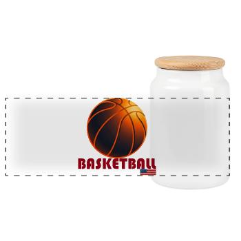Ballon Basket Orange Amérique - Boîte à biscuits avec couvercle en bois - blanc - Devant