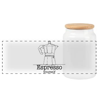 Espresso vous-même - Boîte à biscuits avec couvercle en bois - blanc - Devant