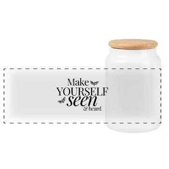 Make Yourself Seen & Heard - Panorama Keksdose mit Holzdeckel - Weiß - Vorne