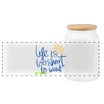 Leben ist zu kurz zum Warten / Life's Too Short - Panorama Keksdose mit Holzdeckel - Weiß - Vorne