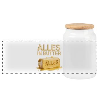 Alles in Butter - German Memes - Panoramic Cookie Jar with Wooden Lid - white - Front