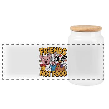 Amis pas nourriture - Logo du véganisme cool - Boîte à biscuits avec couvercle en bois - blanc - Devant