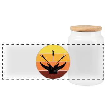 Acupuncteur Vintage Sunset Healing Hands - Boîte à biscuits avec couvercle en bois - blanc - Devant