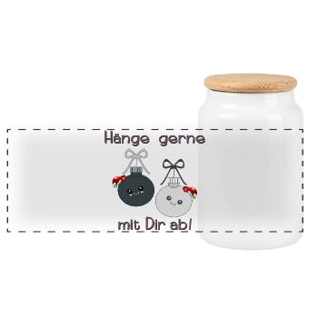 Christmas Baubles Christmas Friends - Panoramic Cookie Jar with Wooden Lid - white - Front