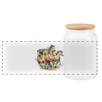 Étalon galop au son de la nature - Boîte à biscuits avec couvercle en bois - blanc - Devant