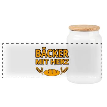 Boulanger - Boîte à biscuits avec couvercle en bois - blanc - Devant