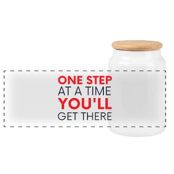 One Step At A Time You'll Get There - Panorama Keksdose mit Holzdeckel - Weiß - Vorne