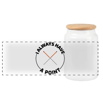 Licensed TCM Practitioner Expert Precision  - Panoramic Cookie Jar with Wooden Lid - white - Front