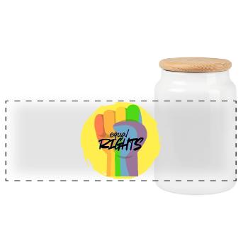Égalité de la fierté du Poing Arc-en-ciel - Boîte à biscuits avec couvercle en bois - blanc - Devant
