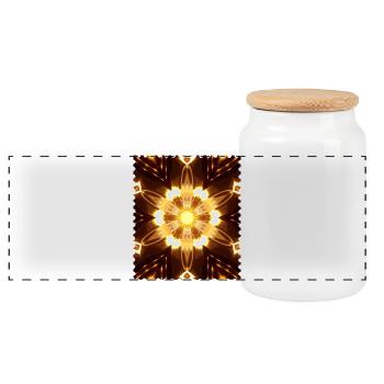 Fiery Mandala Light Play - Panoramic Cookie Jar with Wooden Lid - white - Front