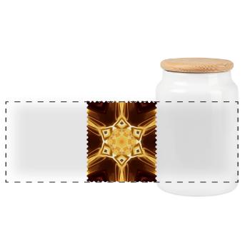 Golden Star Mandala - Panoramic Cookie Jar with Wooden Lid - white - Front