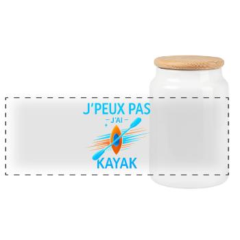 J'peux pas j'ai kayak - Boîte à biscuits avec couvercle en bois - blanc - Devant