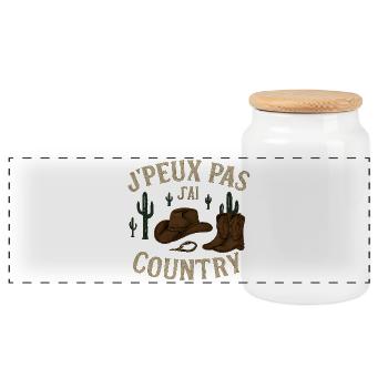 J'peux pas jai country - Boîte à biscuits avec couvercle en bois - blanc - Devant